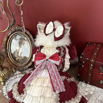 Fashion Sweet Puppy Dog Lace Princess Dress for EXTRAL Small and Small Dog A-WineRed-1 X-Small