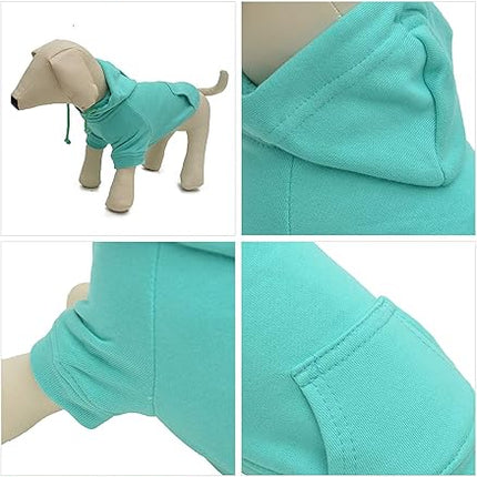 Lovelonglong Blank Basic Hoodie Sweatshirt for Dogs 100% Cotton Fits Small Medium Dachshund Large Dog Turquoise S