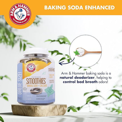 Arm & Hammer for Pets Smoothies Dental Treats for Dogs with Baking Soda and Calcium, Help Fight Bad Breath, Plaque & Tartar without Brushing, Mint, Ring Shaped, 32 Pcs (Packaging may vary)