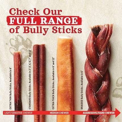 Natural Farm Odor-Free Braided Bully Sticks (12 Inch, 10 Pack) - 100% Grass-Fed Beef, Grain-Free, Low Fat & Fully Digestible Best Dental Treats - Safest Long Lasting Pizzle Chews to Keep Your Dog Busy