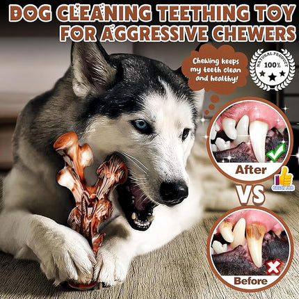 4-Pack Dog Chew Toys for Aggressive Chewers, Long Lasting Heavy Duty Chewing, Boredom and Stimulation for Medium Breeds, Tough Almost Indestructible Dog Bones Teeth Cleaning Toy