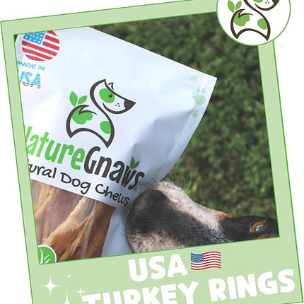 Nature Gnaws USA Turkey Tendon Rings for Dogs (8oz) - Delicious Grain Free Reward Snack for Small, Medium & Large Breeds - Premium Natural Dog Chew Treats