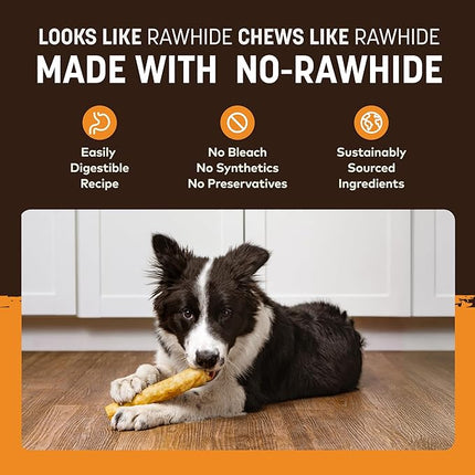 Earth Animal No Hide Chews - Long Lasting Rawhide Free Medium Dog Chews Rolls, Chicken - 6 Count
