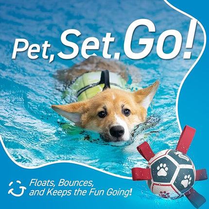 QDAN Small Dog Toys, Outdoor Indoor Toys to Keep Them Busy, Soccer Ball with Straps, Puppy Birthday Gifts, Dog Water Toy, Durable Puppy Balls（5 Inch）