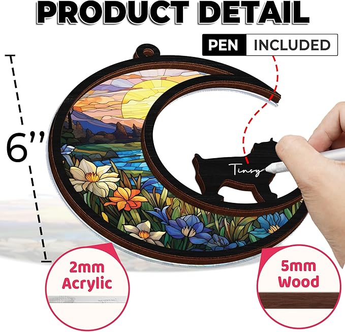 6'' Brussels Griffon Dog Memorial Suncatcher Personalized Name Dog Breed Pet Ornament Window Car Hanging Sympathy Gift for Loss of Pet Passed Away Remembrance Gift for Dog Lovers SCD-B11-6-67