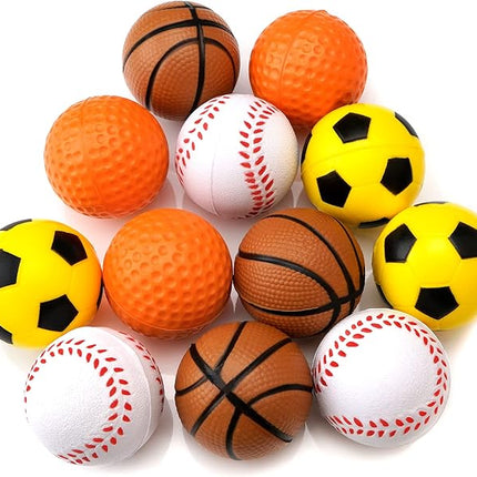 CHIWAVA 12 Pack 1.6 Inch Soft Rubber Foam Cat Toy Ball Sponge Sport Balls Kitten Interactive Toy Assorted Color