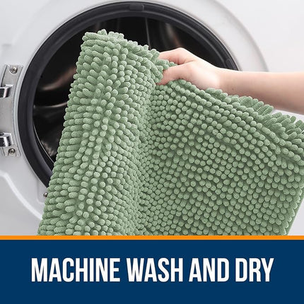OLANLY Bathroom Rugs 59x20, Extra Soft Absorbent Chenille Bath Rugs, Rubber Backing Quick Dry, Machine Washable Bath Mats for Bathroom Floor, Tub and Shower, Home Decor Accessories, Sage Green