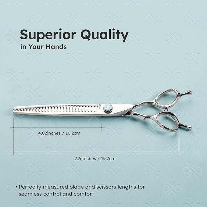 8” Dog Grooming Chunker Scissors – VG10 Japanese Steel Professional Pet Shears for Cats & Dogs | Clean Cut & Precise Trimming | Lightweight, Ergonomic, Handcrafted | Thinning Rate 60-70% | K9 Shears