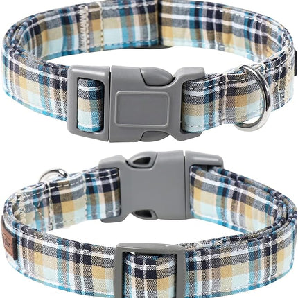 Lionet Paws Dog and Cat Collar with Bowtie Grid Collar Plastic Buckle Light Adjustable Collars for Small Medium Large Dogs