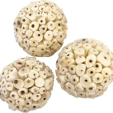 by M&M 5101 Big Sola Bird Balls Pk3 - Handmade Natural Sola Wood Chew Balls, Lightweight Pithy Bird Safe Material, Great Fun for Beaks and Feet, Ideal for Medium Size Pet Birds