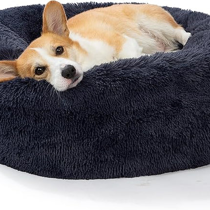 SAVFOX Calming Dog Bed, Anti Anxiety Dog Bed, Plush Donut Dog Bed for Small Dogs, Medium, Large & X-Large, Soft Fuzzy Comfy Dog Bed in Faux Fur, Cuddler Pet Bed, Washable, Multiple Sizes S-XL