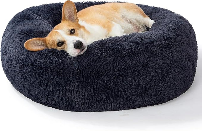SAVFOX Calming Dog Bed, Anti Anxiety Dog Bed, Plush Donut Dog Bed for Small Dogs, Medium, Large & X-Large, Soft Fuzzy Comfy Dog Bed in Faux Fur, Cuddler Pet Bed, Washable, Multiple Sizes S-XL