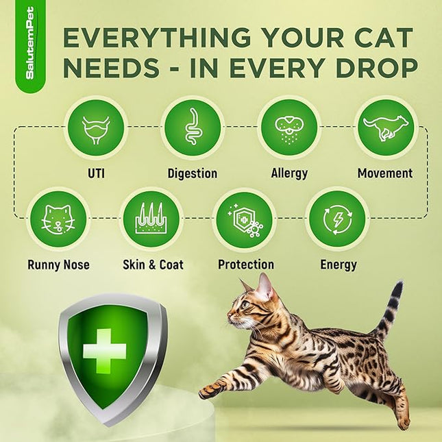 Cat Antibiotic for Infections, UTIs, Respiratory Moments, Cold, & Allergies | Antibiotics for Cats of All Ages & Breeds | Liquid Form | Natural Supplement with Chicken Flavor | 2 Oz