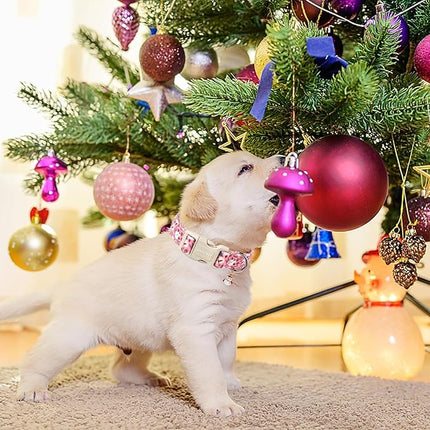 ARING PET Christmas Dog Collar-Cute Pink Snowman Dog Collars, Adjustable Christmas Pet Collars Puppy Collar with Quick Release Buckle for Girl&Boy Dogs