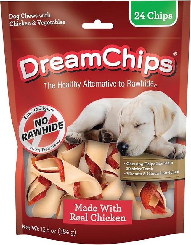 DreamBone DreamChips, Rawhide Free Dog Chews Made with Real Chicken and Vegetables, 24 Count