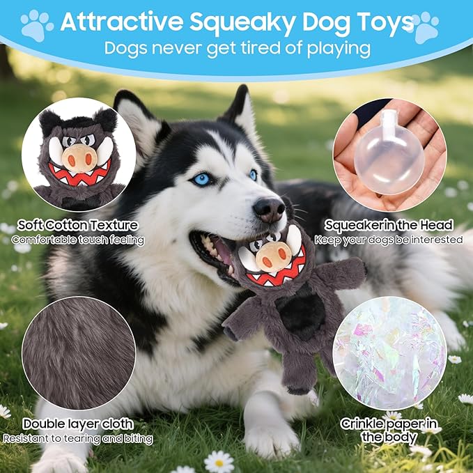 Squeaky Dog Toys, 5 PCS Crinkle Dog Toy Plush, Dog Toys Value Pack for Small Medium and Large Dogs, Dog Chew Toys to Keep Them Busy