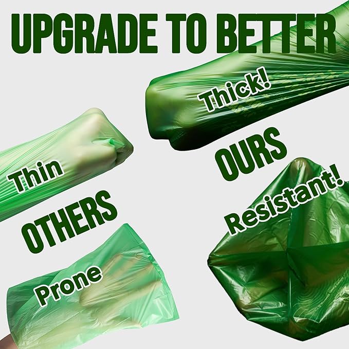 Ultra Thick & Deep RockRhino Dog Poop Bags for Large & XL Breeds | 4-Layer Interlocking Bottom | 100% Home Compostable, 0% Plastic | Vanilla-Scented | 60 Bags, Easy Open Tie Handles, Not for Scooper