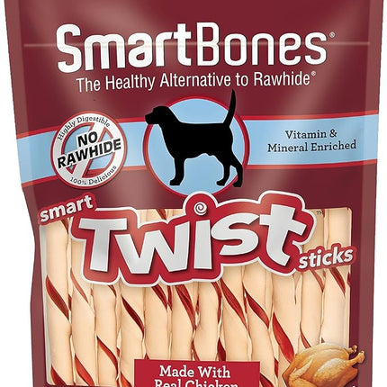 SmartBones Smart Twist Sticks, Rawhide Free Dog Chew Sticks, Made With Real Chicken, 50 Sticks , 9.7 Ounce (Pack of 1)