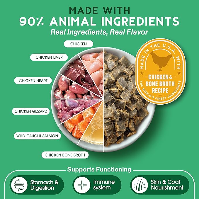 Farmland Traditions The Good List Air-Dried Dog Food, Premium Chicken & Bone Broth for Dogs, Protein Rich & Grain-Free Nutrition, 2.2 Pound Bag