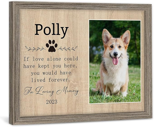 Personalized Pet Memorial Gifts with Photo for Loss of Dog, Custom Canvas Wall Art with Name and Date, Customized Decor Print with Framed, Pet Loss Sympathy Gifts for Dog Lover Owners