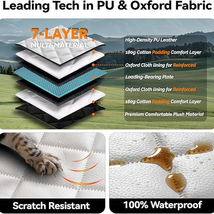 Hard Bottom Car Seat Cover for Dogs, PU+Plush Dog Car Seat Cover for Back Seat, Waterproof Backseat Extender for Dogs in Car (Ivory White, L - Cars, Small/Mid-Size SUVs & Trucks)