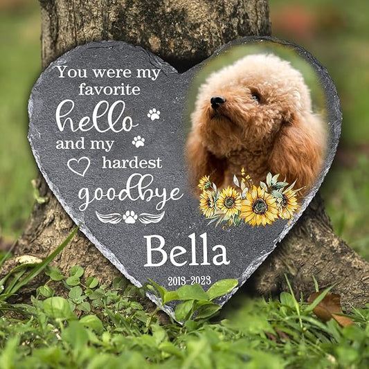 Gabita Custom photo Dog Memorial Stone, Pet Memorial Gifts for Loss of Dogs, Personalized Gift Dog Memorial Stone Garden Sign