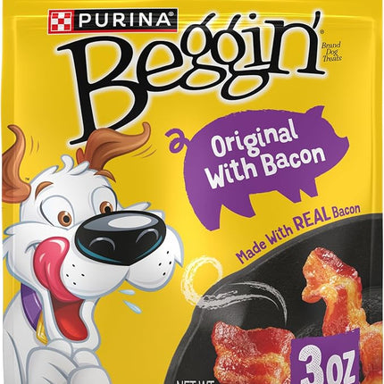Purina Beggin' Strips Real Meat Dog Treats, Original With Bacon Flavor - 3 Ounce (Pack of 6)
