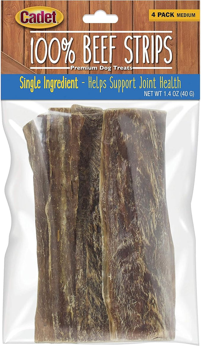 Cadet 100% Beef Strip Long Lasting Chews for Dogs, Single Ingredient Beef Esophagus Dog Treats, Natural High Protein Rawhide Alternative for Small & Large Dogs, 1.4 Ounce
