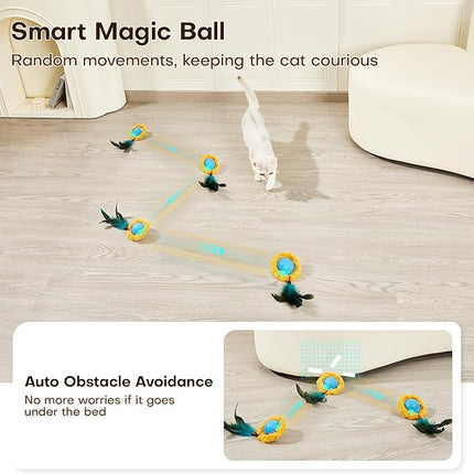 Potaroma Interactive Cat Toys, Fast Moving Ball in Play Mat, Automatic Motion Activated Ball Hide and Seek for Indoor Exercise Kicker, Animal Squeaky, 28 Inch Mat