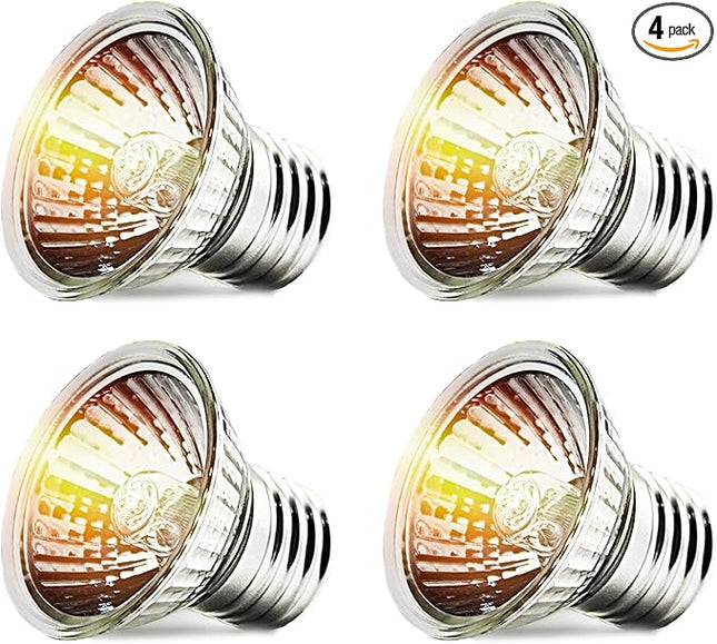 CALPALMY 4-Pack 75W UVA+UVB Bulbs | Heat and Light for Reptiles and Amphibian Tanks, Terrariums and Cages | Works with Various Lamp Fixtures