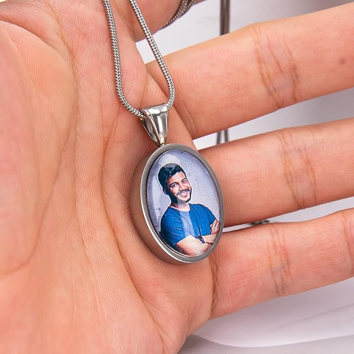 Farfume Personalized Pet Urn Necklace for Dog Cat Ashes Cremation Pet Memorial Customized Photo Text Engraving Pendant Keepsake Funeral Jewelry