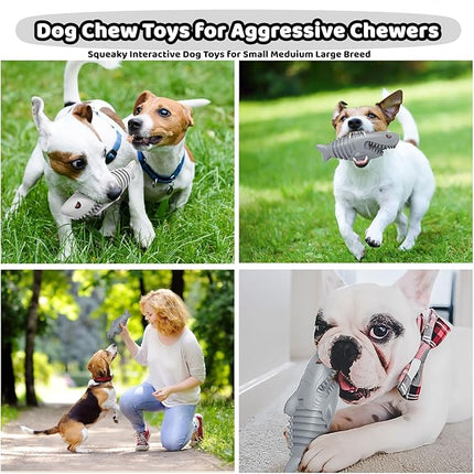 Dog Chew Toys for Aggressive Chewers, Indestructible Tough Durable Squeaky Interactive Dog Toys Teeth Cleaning Dog Chew Toy for Small Meduium Large Breed