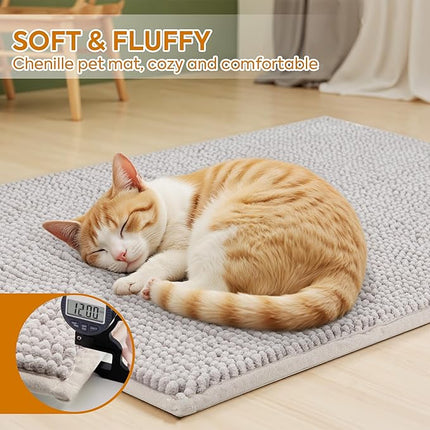 Pieviev Chenille Cat Litter Mat for Litter Box, 36"x30" Soft Ultra Absorbent Mat, Waterproof & Non-Slip, Easy to Clean Litter Trapping Mat for Indoor Cats, Gray