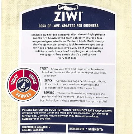 ZIWI Dog Chews and Treats – Beef Weasand - All Natural, Air-Dried, Single Protein, Grain-free, High-Value Treat, Snack, Reward 2.5 Ounce (Pack of 1)