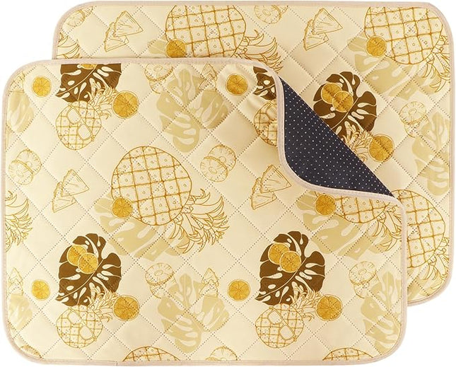 IEUUMLER Washable Pee Pads for Dogs, 2 Pack Non-Slip & Waterproof Pack Whelping Pad, Reusable Washable Puppy Potty Training Pad with Fast Absorbent for Playpen EU007 (Yellow Pineapple, 36"X24"-2pcs)