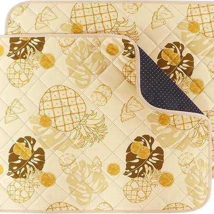 IEUUMLER Washable Pee Pads for Dogs, 2 Pack Non-Slip & Waterproof Pack Whelping Pad, Reusable Washable Puppy Potty Training Pad with Fast Absorbent for Playpen EU007 (Yellow Pineapple, 24"X18"-2pcs)