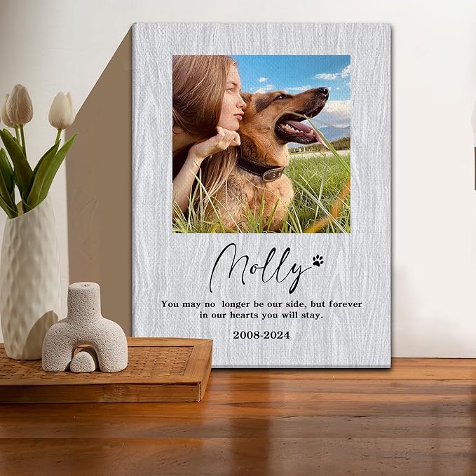 Personalized Pet Memorial Gifts for Dogs Customized Gifts for Dogs Cats Custom Loss of Pet Sympathy Gift Canvas Dog Loss Gift Canvas with Picture Name