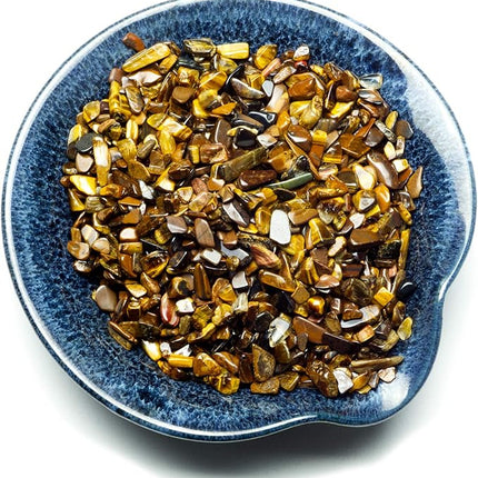 Cherry Tree Collection 1/2 Pound Polished Tumbled Gemstone Chips, Pebbles, Crystal Chips Bulk for Jewelry Making, Healing, Plants, Succulents, Aquariums, Decoration, Chakra (Tiger's Eye)