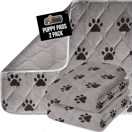 GORILLA GRIP Washable Puppy Pads, 40x26 Pack of 2, Slip Resistant Dog Crate Mat, Waterproof Cloth Pee Pad for Training Puppies in Playpen, Reusable Pet Incontinence Blanket, Protects Sofa, Furniture