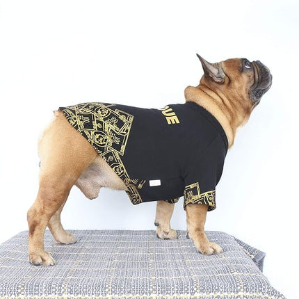 iChoue English Bulldog T Shirts Clothes for Medium Dogs Large French Frenchie Pug English Pitbull Boston Terrier - Black Money, XL