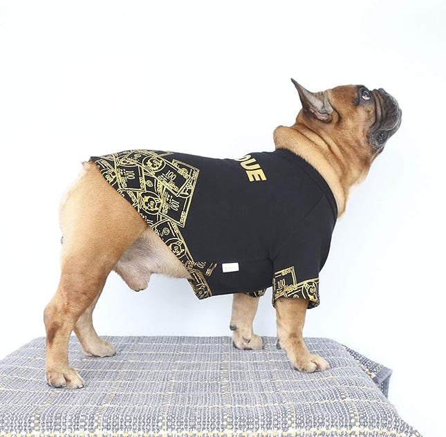 iChoue English Bulldog T Shirts Clothes for Medium Dogs Large French Frenchie Pug English Pitbull Boston Terrier - Black Money, XXL