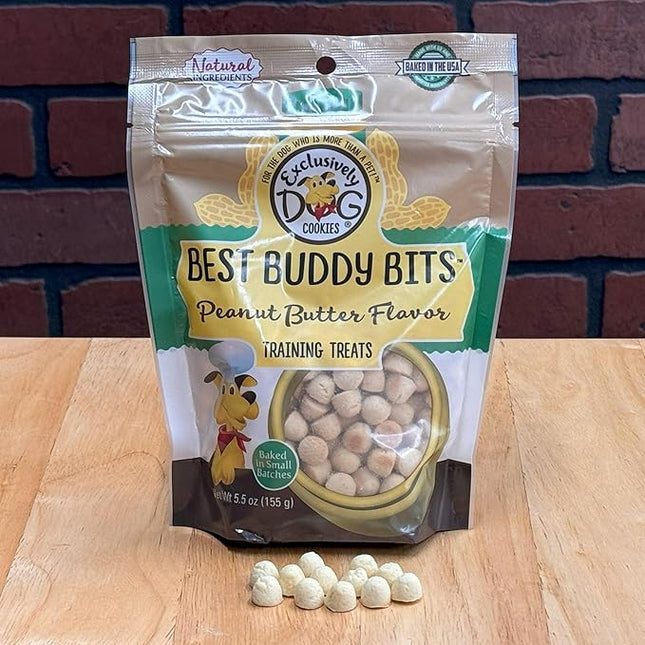 Exclusively Dog Best Buddy Bits Training Treats for Dogs and Puppies - All Natural, Baked in The USA, Ideal for Training & Agility, No Animal Byproducts - Peanut Butter Flavor, 5.5oz Resealable Bag