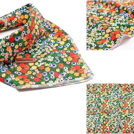 Lionheart glory Dog Bandana 1 Pack Washable Soft Cotton Daisy Print Bibs Scarf, Adjustable Kerchief Square Dog Bandanas for Small Dogs