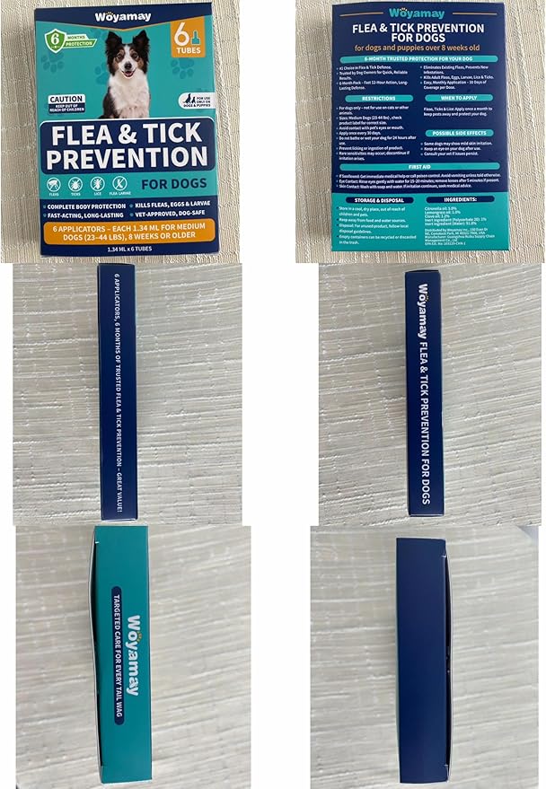 Flea and Tick Prevention for Medium Dogs, 6-Month Supply Dog Flea and Tick Treatment Drops, Topical Fast-Acting Dog Treatment for Medium Dogs Up to 23 to 44 lbs