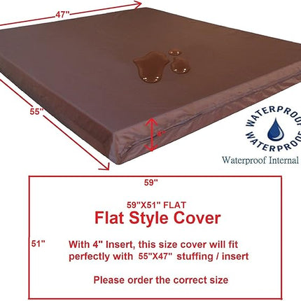 Dogbed4less 2 Pack Internal Duvet Case Waterproof Zipper Dog Bed Cover for Jumbo Large 55"x47"X4" Memory Foam Pad Pet Bed - 59"x51" Flat