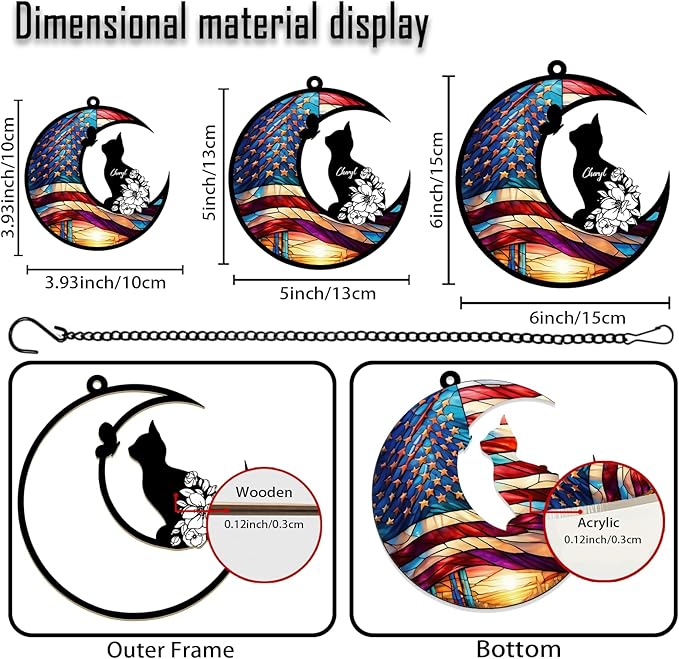 xrlsg Personalized Cat Memorial Suncatcher Custom Name Cat Breeds Suncatcher Ornament Loss of Cat Sympathy Gift for Cat Lover-5"
