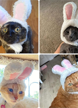 Cat Bunny Rabbit Ears Hat Costumes, Rabbit Ears for Dogs Party Costume Easter, Pet Accessory Cute Headwear, Easter Pet Costume for Cats Small Dogs Puppy (White)