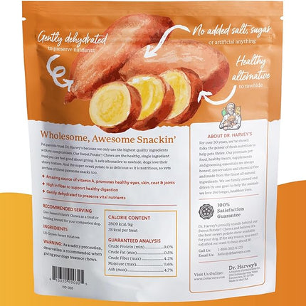 Dr. Harvey's Sweet Potate'r Chews - Natural Sweet Potato Treat for Dogs (16 ounces)