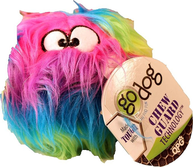 goDog Furballz Squeaky Plush Ball Dog Toy, Chew Guard Technology - Rainbow, Small