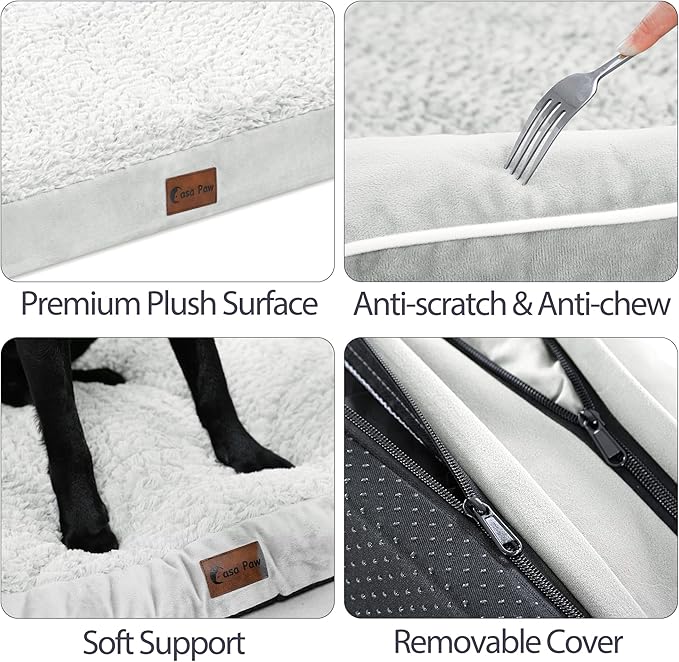 XXL Dog Bed with Bolsters, Orthopedic Dog Bed for Extra Large Dogs, Waterproof Pet Couch Beds XLarge, Big Pet Sofa with Removable Washable Cover, Nonskid Bottom (XX-Large,Grey White)